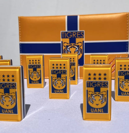 Dominoes Set Club Tigres UANL in Faux Leather Box. Domino