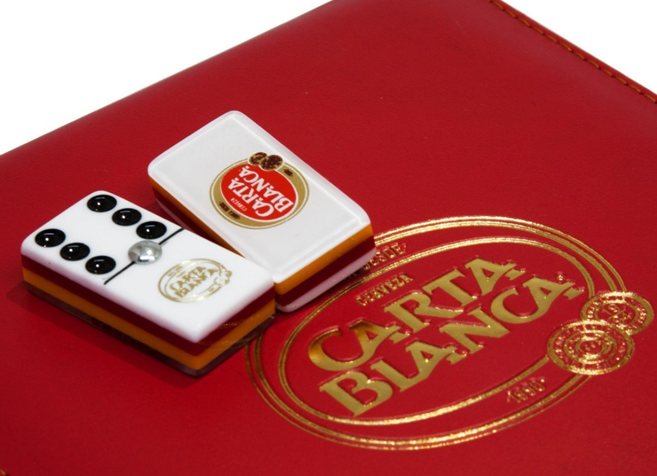 Dominoes Set "Carta Blanca" in Faux Leather Case Domino