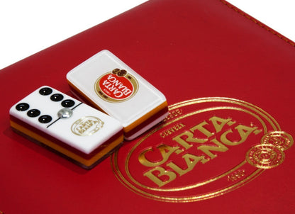 Dominoes Set "Carta Blanca" in Faux Leather Case Domino