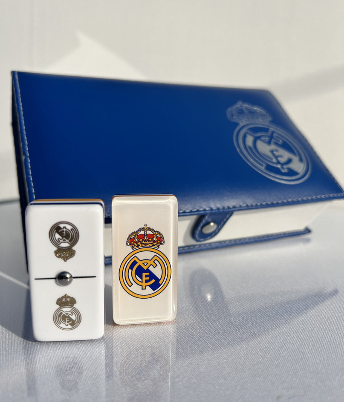 Dominoes Set Real Madrid España in Beautiful Faux Leather Case Domino Jumbo