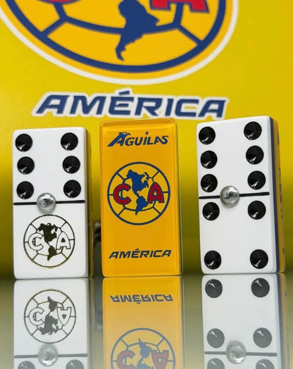 Dominoes Casino Set Aguilas Del America Domino, Cubilete/Dice Set, 2 Barajas/Cards