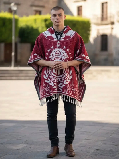 Diablos Rojos Toluca Jorongo Sarape Mexican Poncho Artesanal Winter Hoodie Thicker