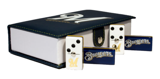 Dominoes Set Milwaukee Brewers in Faux Leather Case Domino