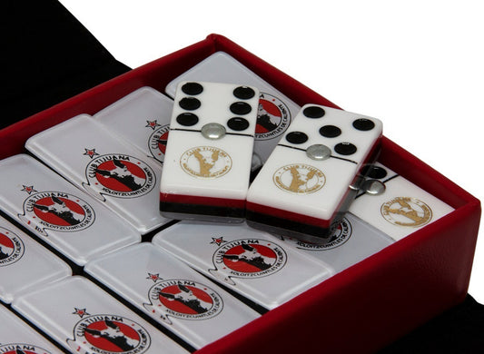 Dominoes Set Xolos De Tijuana México in Faux Leather Case Domino