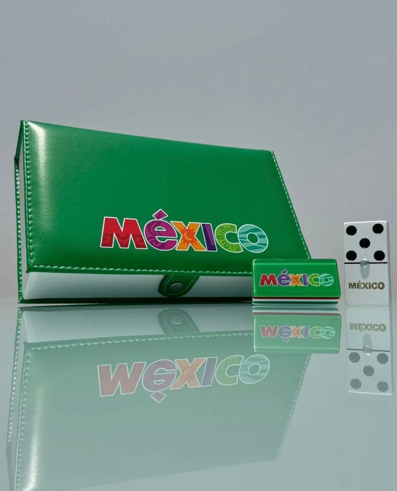 Mexico Premium Jumbo Dominoes Set in Faux Leather Case Domino