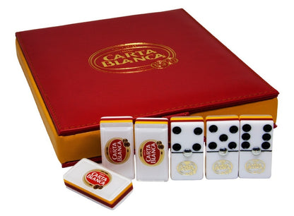 Dominoes Set "Carta Blanca" in Faux Leather Case Domino