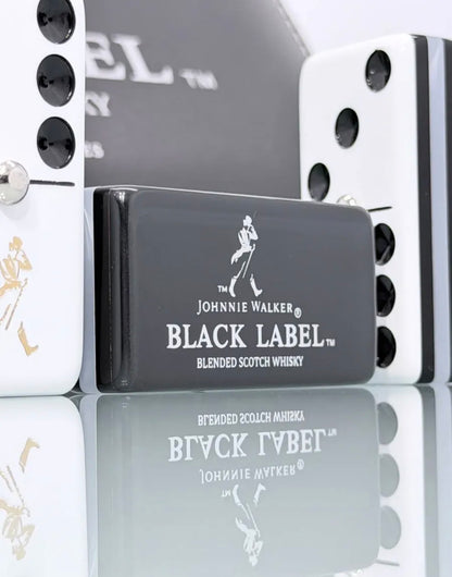 Jumbo Black Label Dominoes Set Inspired in Faux Leather Case Domino.