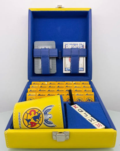 Dominoes Casino Set Aguilas Del America Domino, Cubilete/Dice Set, 2 Barajas/Cards