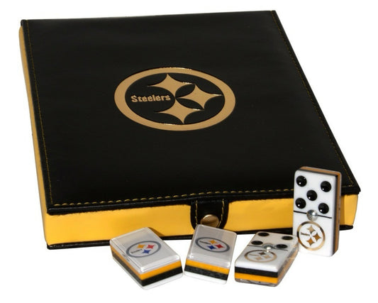 Dominoes Set Pittsburgh Steelers in Faux Leather Case Domino