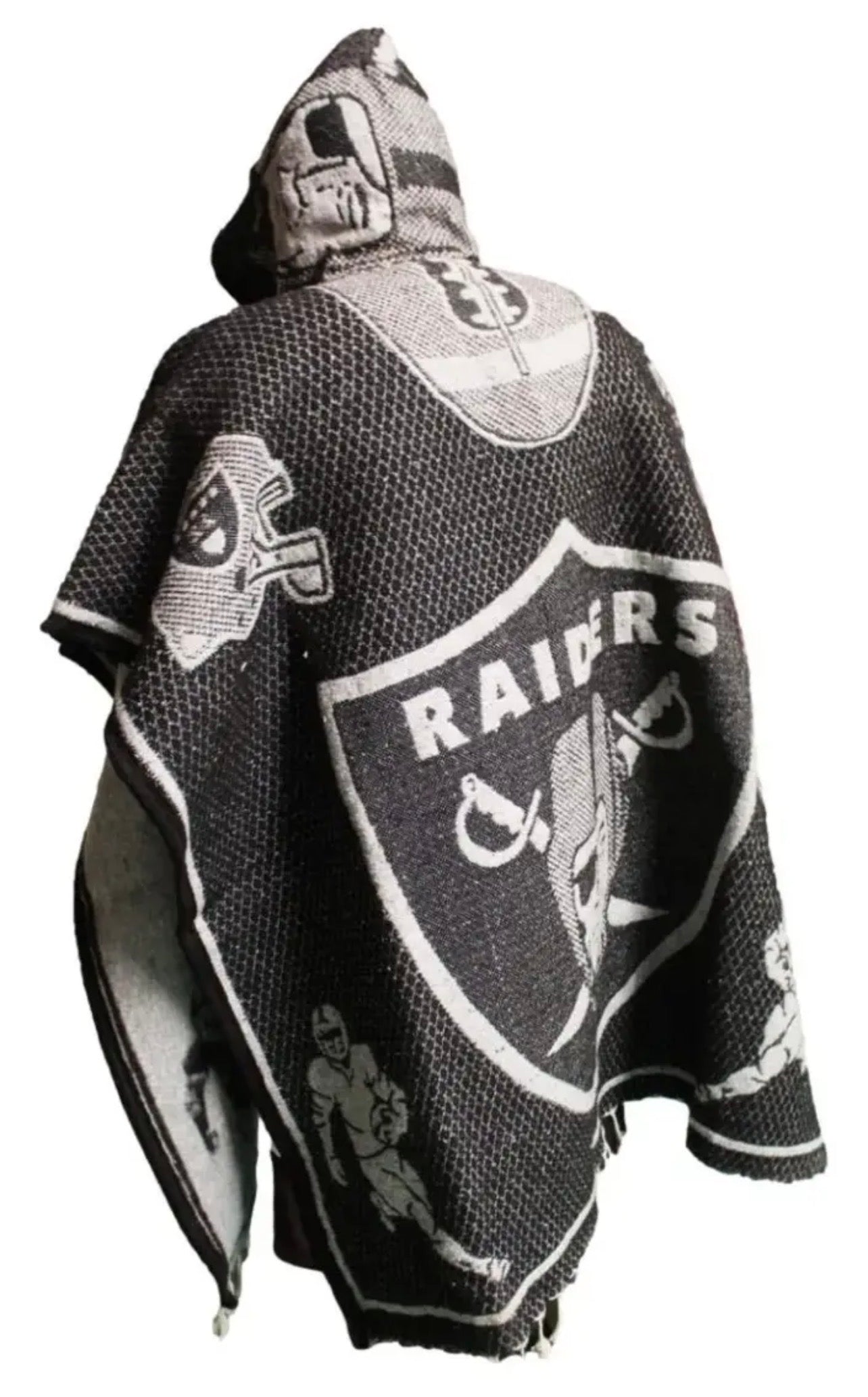 Las Vegas Raiders Jorongo Sarape Poncho Artesanal Winter Hoodie Thicker
