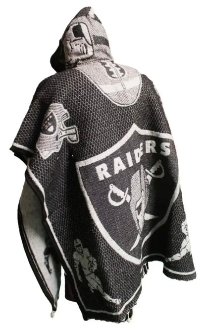 Las Vegas Raiders Jorongo Sarape Poncho Artesanal Winter Hoodie Thicker