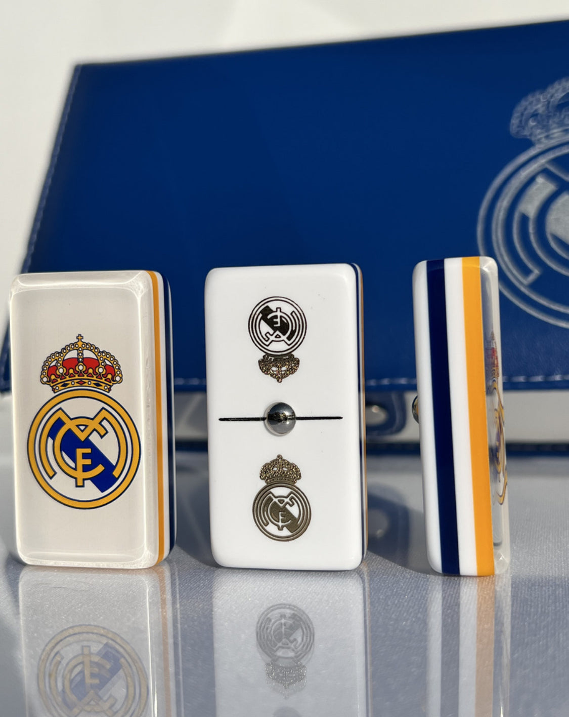 Dominoes Set Real Madrid España in Beautiful Faux Leather Case Domino Jumbo