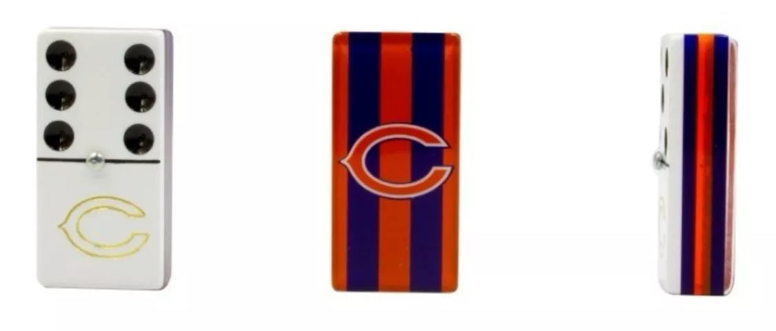 Dominoes Set Chicago Bears With Faux Leather Case Domino + Cubilete Game