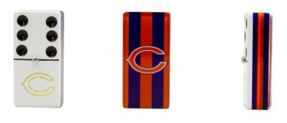 Dominoes Set Chicago Bears With Faux Leather Case Domino + Cubilete Game