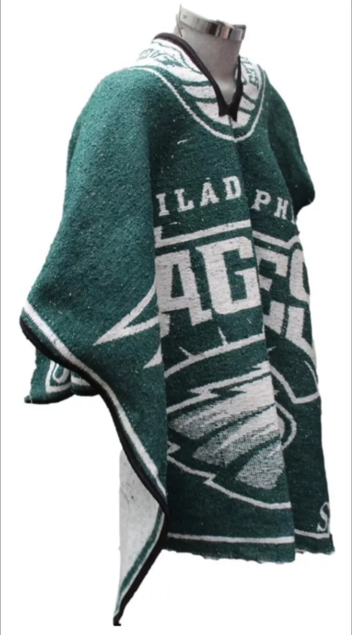 Philadelphia Eagles Poncho Jorongo Sarape Artesanal  Mexican Poncho