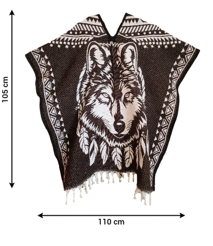Wild West Jorongo Poncho American Artesanal Winter Indian Coyote Native
