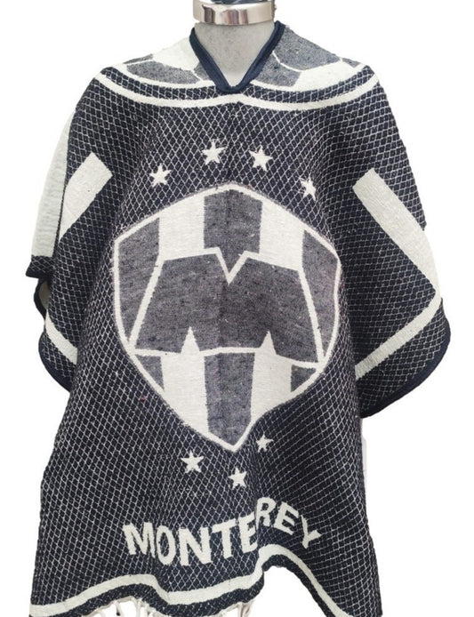 Monterrey Rayados Jorongo Sarape Mexican Poncho Artesanal Winter Invierno