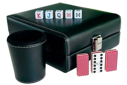 Dominoes Casino Set Dominoes Set + Cubilete, + 2 Barajas/Poker Cards Set