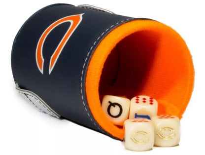 Dominoes Set + Cubilete Chicago Bears with Faux Leather Case Domino. Dice Set.