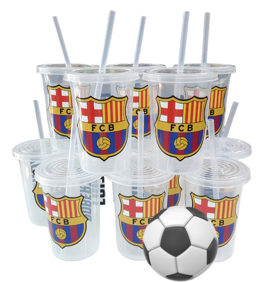 Barcelona Birthday Party Reusable Cups 470ml. Lid and Straw (20 Cups)