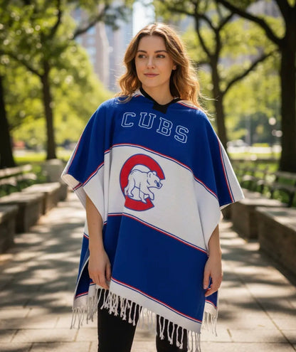 Chicago Cubs Jorongo Sarape Hoodie Artesanal Mexican Poncho