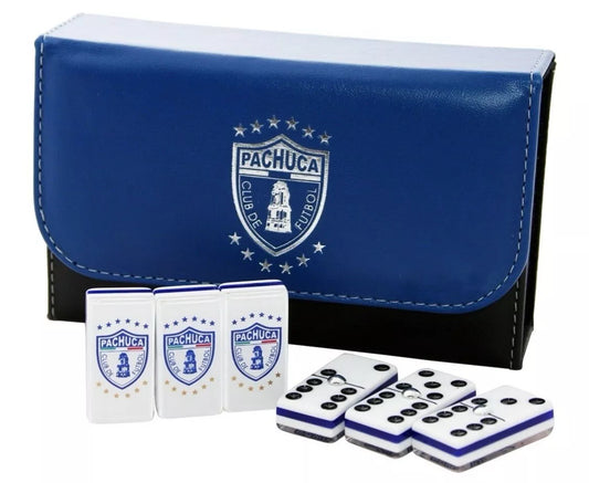 Dominoes Set Tuzos De Pachuca in Beautiful Faux Leather Box Domino