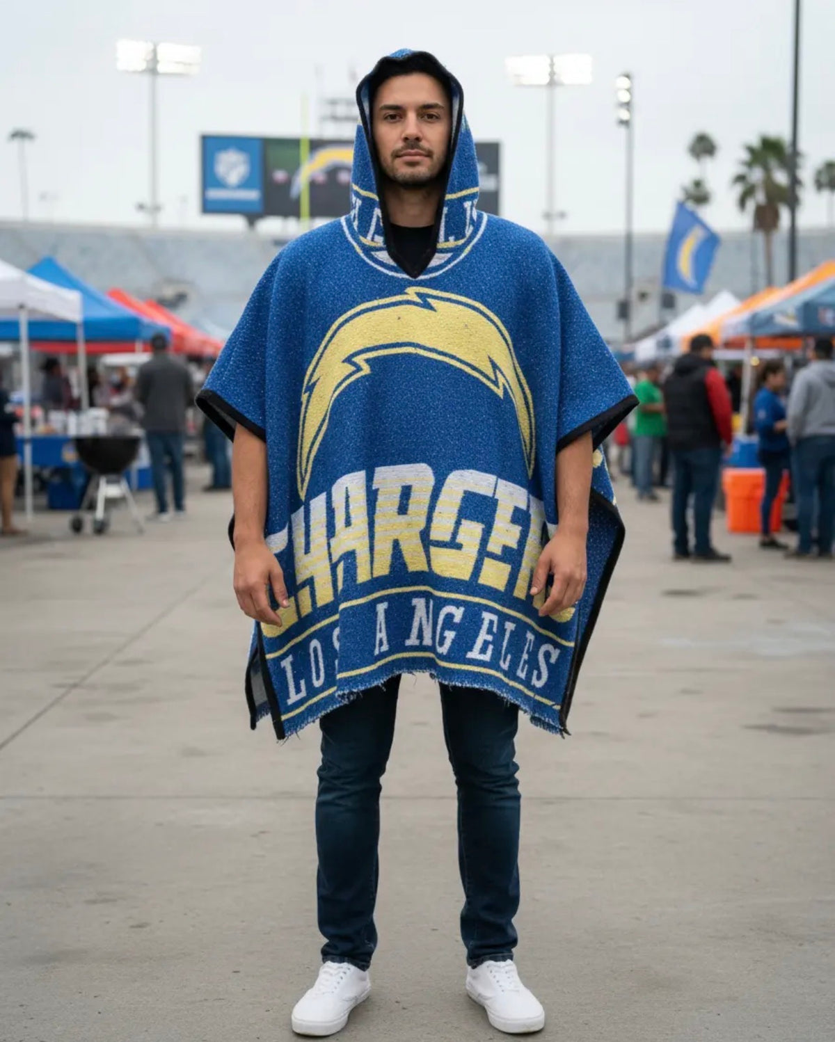 Los Angeles Chargers Jorongo Sarape Hoodie Artesanal  Mexican Poncho