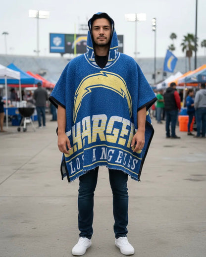 Los Angeles Chargers Jorongo Sarape Hoodie Artesanal  Mexican Poncho