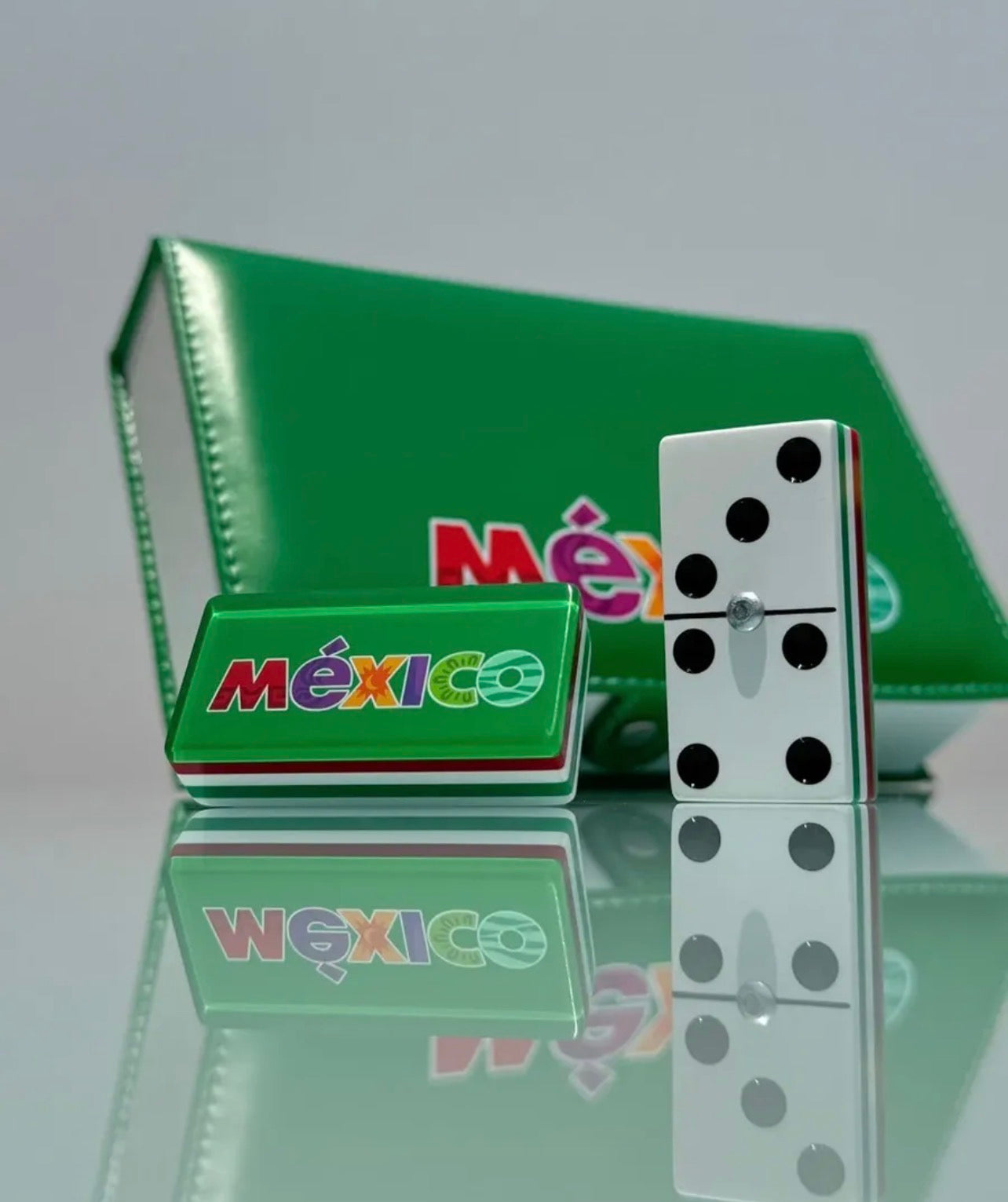 Mexico Premium Jumbo Dominoes Set in Faux Leather Case Domino