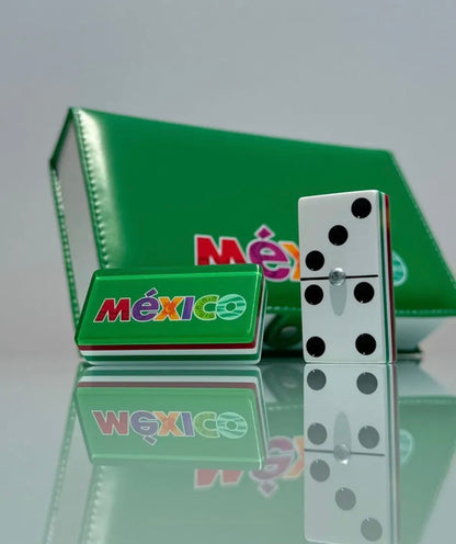 Mexico Premium Jumbo Dominoes Set in Faux Leather Case Domino