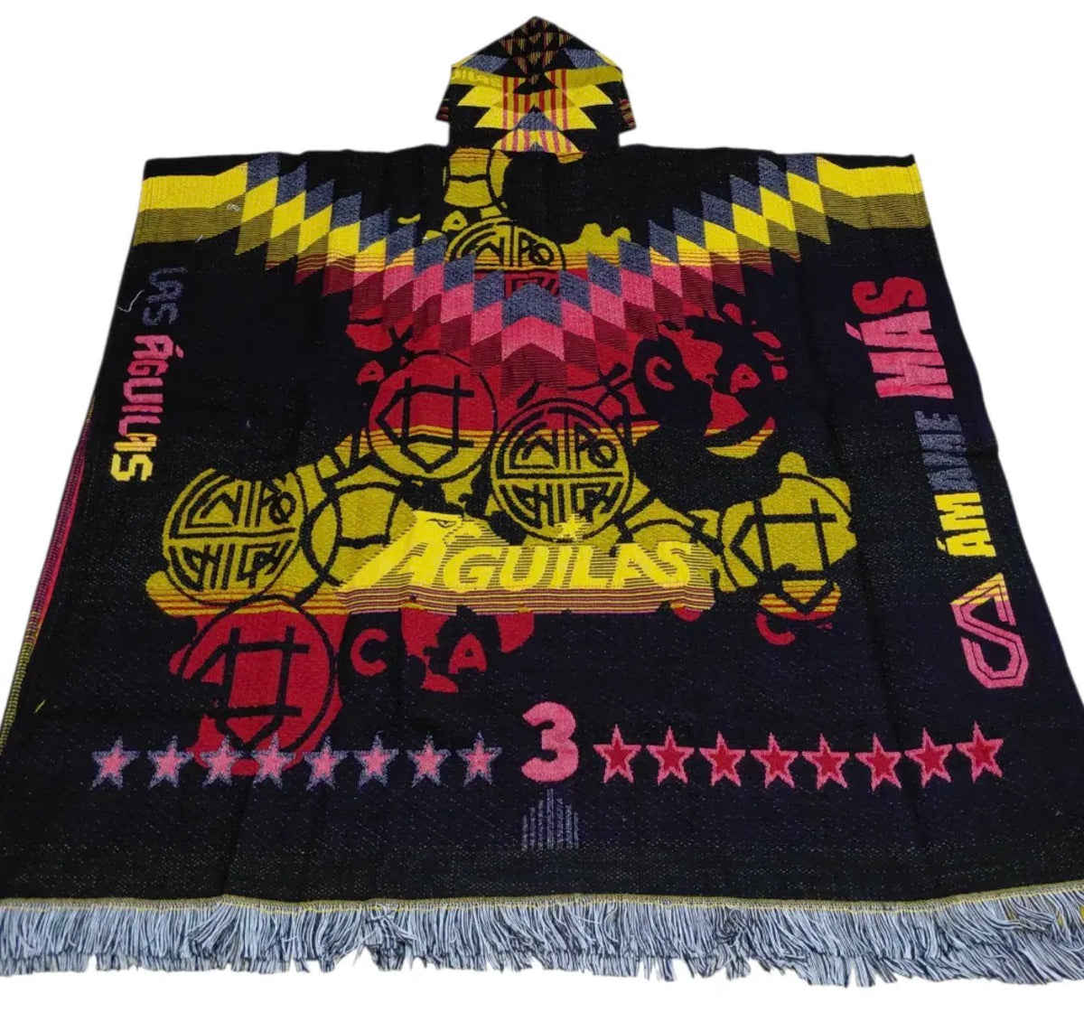 Club America Jorongo Sarape Hoodie Mexican Poncho Aguilas Lightweight