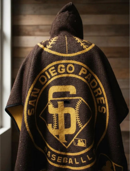 San Diego Padres Jorongo Sarape Hoodie Artesanal  Mexican Poncho