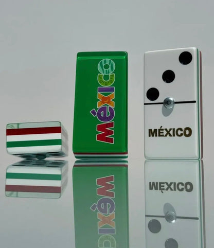 Mexico Premium Jumbo Dominoes Set in Faux Leather Case Domino