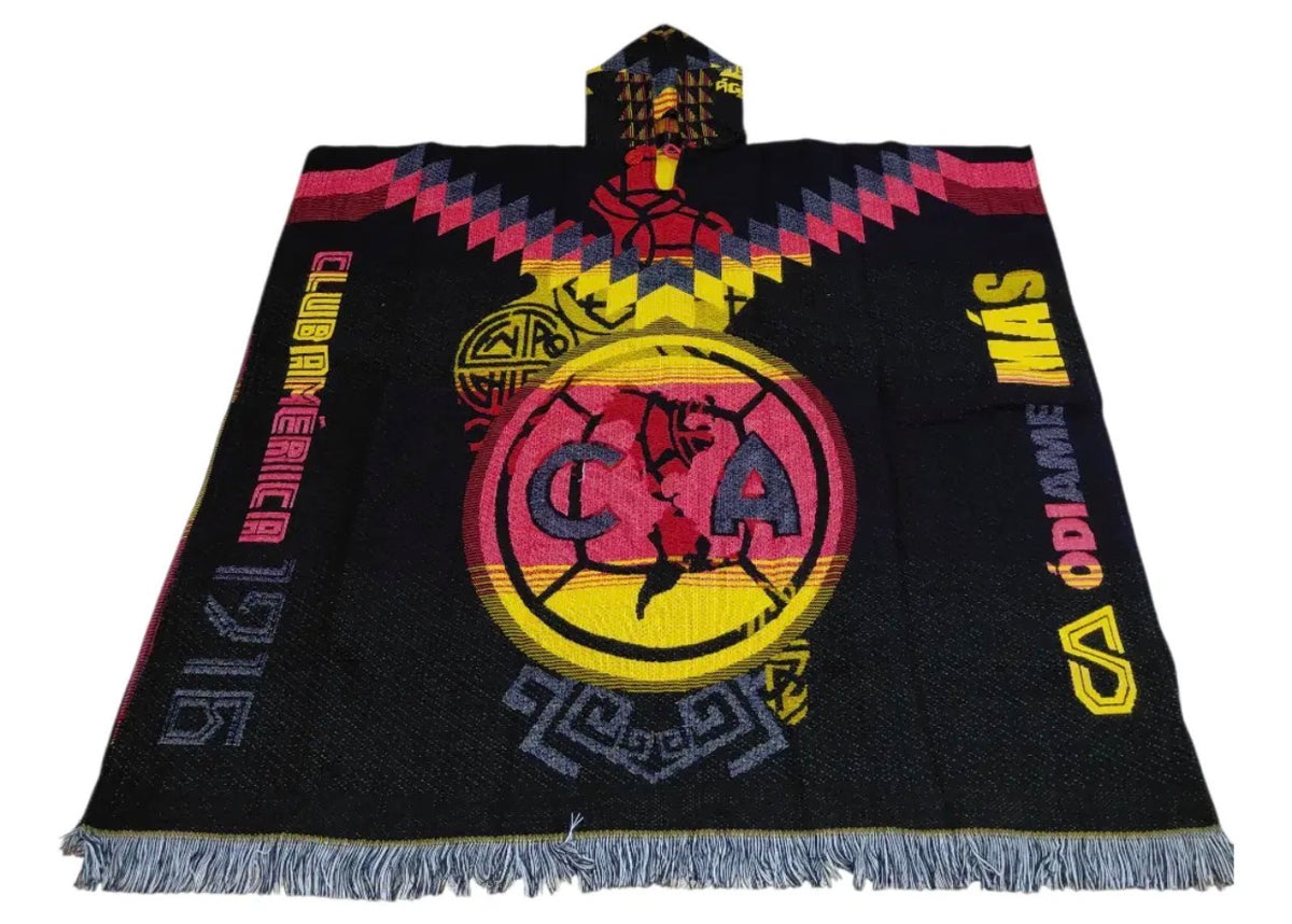 Club America Jorongo Sarape Hoodie Mexican Poncho Aguilas Lightweight