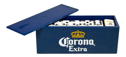 Domino Set "Corona Extra" in Blue Plastic Case