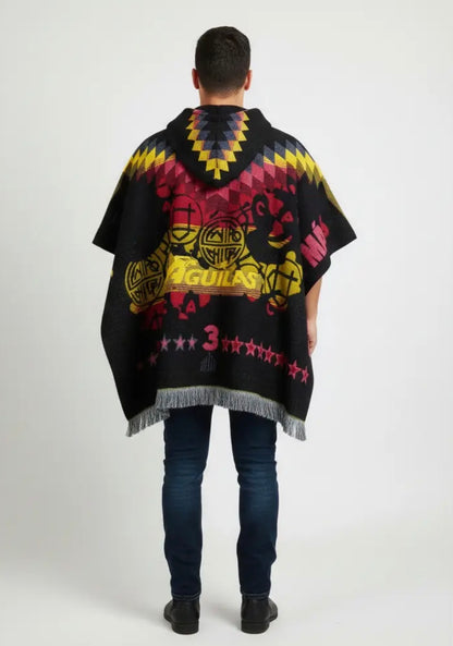 Club America Jorongo Sarape Hoodie Mexican Poncho Aguilas Lightweight