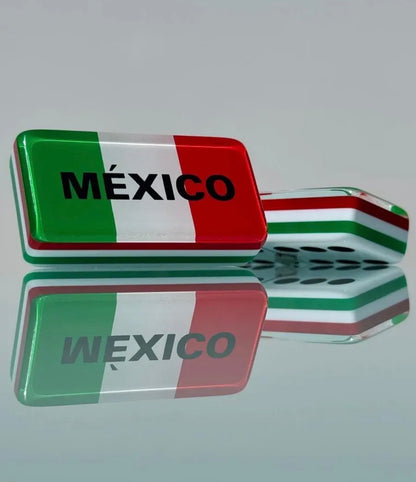 Mexico Premium Jumbo Dominoes Set in Faux Leather Case Domino Azteca