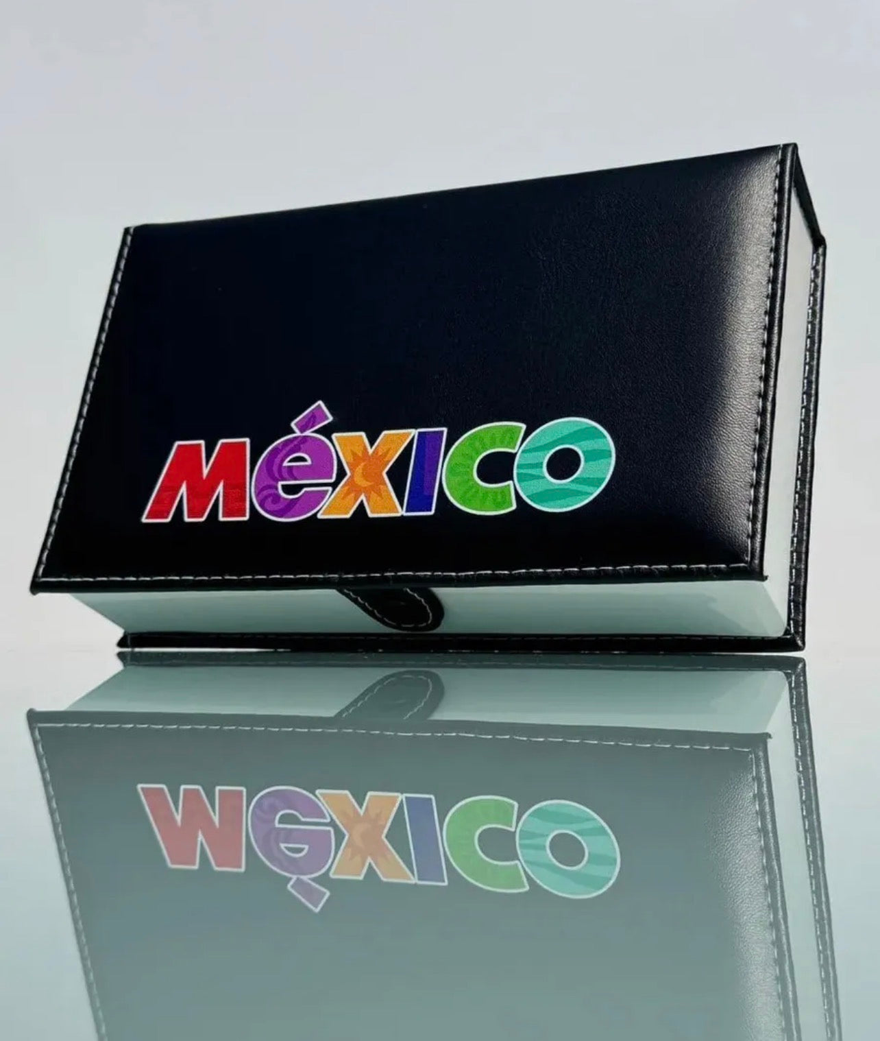 Mexico Premium Jumbo Dominoes Set in Black Faux Leather Case Domino
