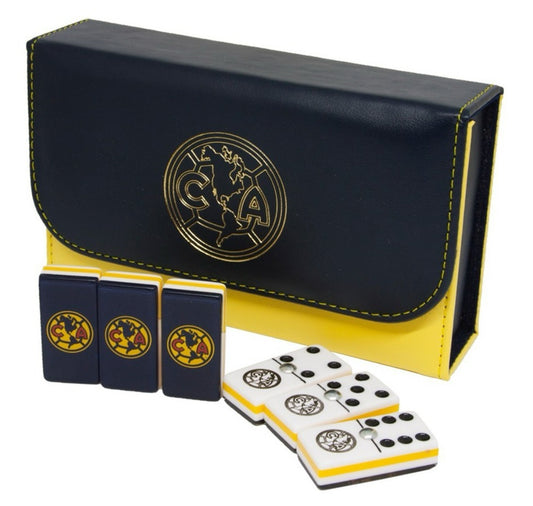 Dominoes Set Club America in Faux Leather Case Domino