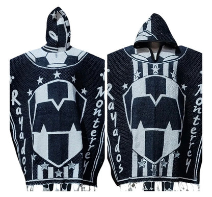Monterrey Rayados Jorongo Sarape Mexican Poncho Artesanal Winter