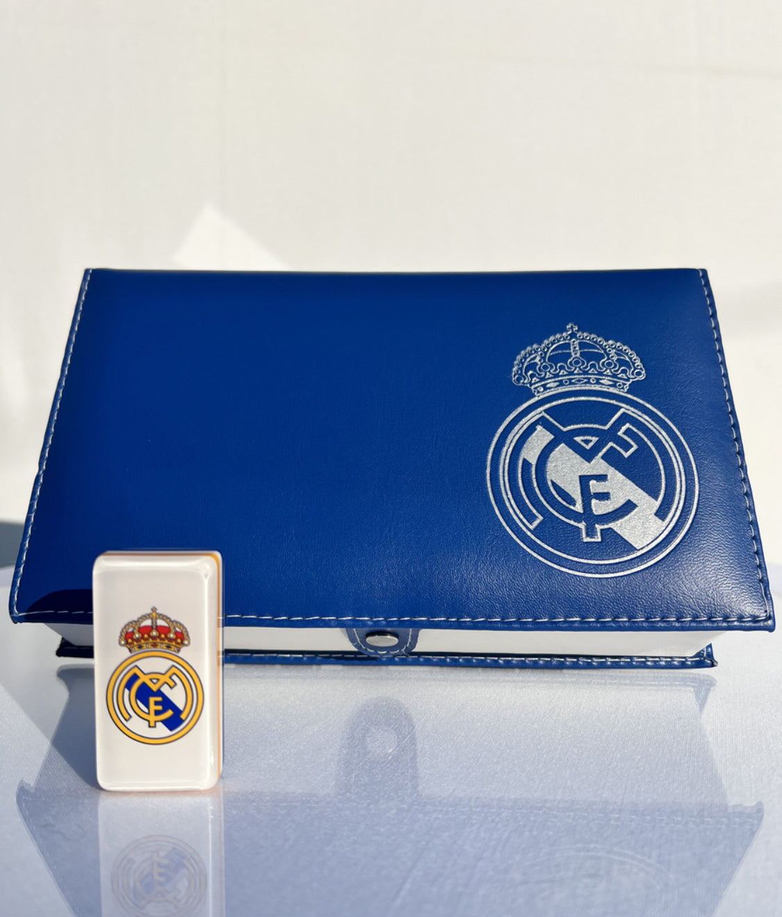 Dominoes Set Real Madrid España in Beautiful Faux Leather Case Domino Jumbo