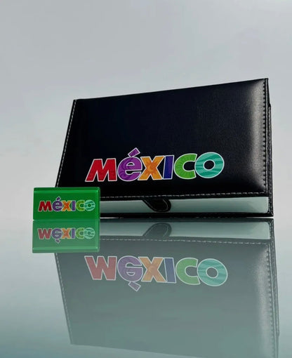 Mexico Premium Jumbo Dominoes Set in Black Faux Leather Case Domino