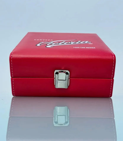 Cerveza Victoria Dominoes Casino Set Faux Leather Case Cubilete Dice Set Poker Cards Domino