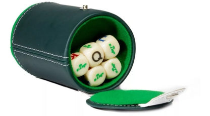 Dominoes Set + Cubilete New York Jets in Faux Leather Box. Dice set