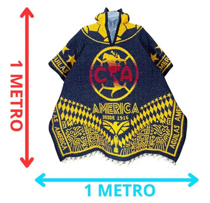 Club America Aguilas Jorongo Sarape Mexican Poncho Artesanal Hoodie