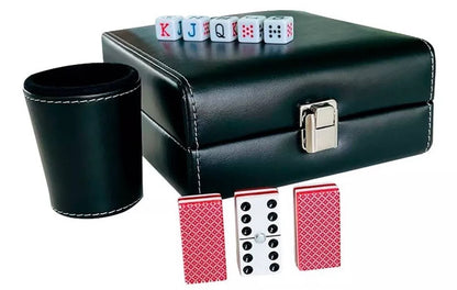 Dominoes Casino Set Dominoes Set + Cubilete, + 2 Barajas/Poker Cards Set