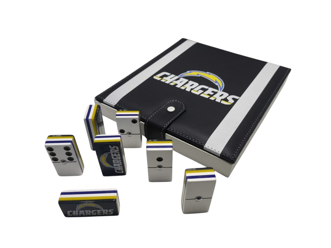 Dominoes Set Los Angeles Chargers in Faux Leather Case Domino LA