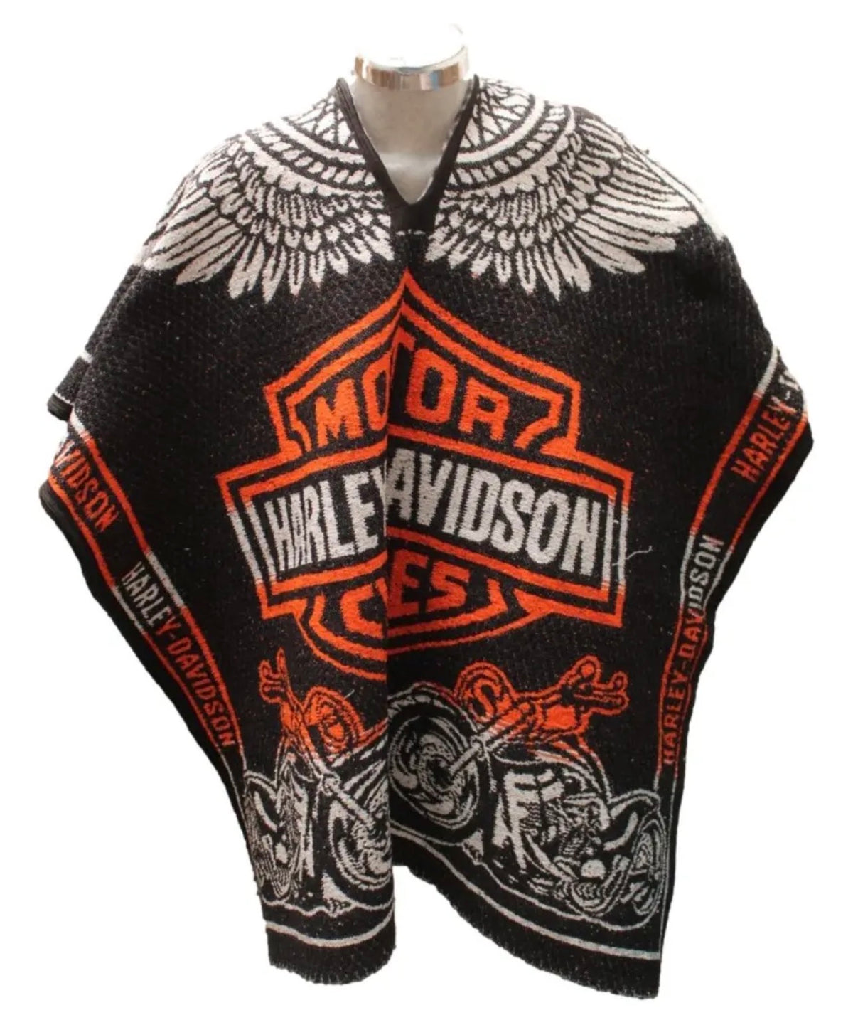 Harley Davison Jorongo Sarape Hoodie Artesanal Mexican Poncho