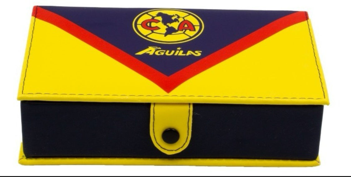 Dominoes Aguilas Del America: Domino + Cubilete Tricampeon In Faux Leather Case