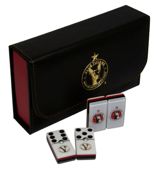 Dominoes Set Xolos De Tijuana México in Faux Leather Case Domino